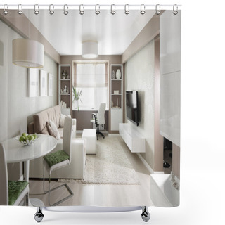 Personality  Bright Interior Of Living Room Shower Curtains
