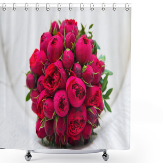 Personality  Beautiful Wedding Bouquet Of Red Roses. Shower Curtains