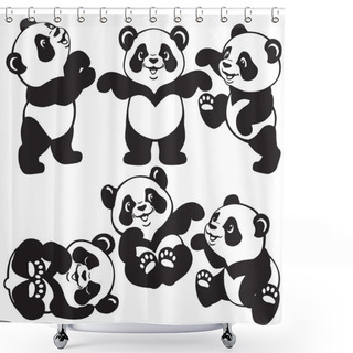 Personality  Black And White Set  With Cartoon Panda Shower Curtains