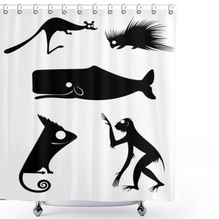 Personality  Vector Original Art Animal Silhouettes Shower Curtains
