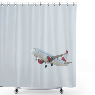 Personality  Commercial Jet Plane Taking Off With Cloudy Sky At Background Shower Curtains