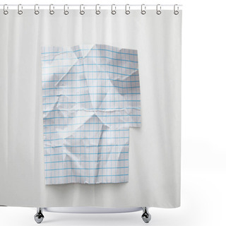 Personality  Top View Of Empty Crumpled Grid Paper On White Background Shower Curtains