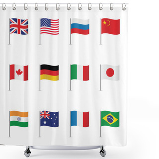 Personality  World Flags. Vector Set. Shower Curtains