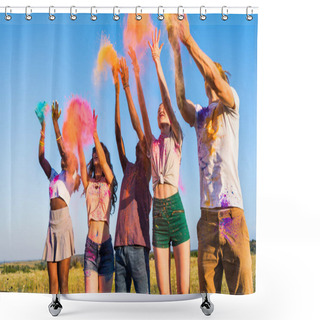 Personality  Happy Friends At Festival Of Colors Shower Curtains