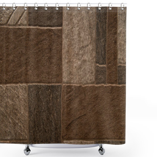 Personality  Background Of Natural Stone Grungy Tiles, Top View Shower Curtains