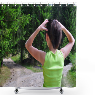 Personality  Girl With A Choice Near The Forked Road Shower Curtains