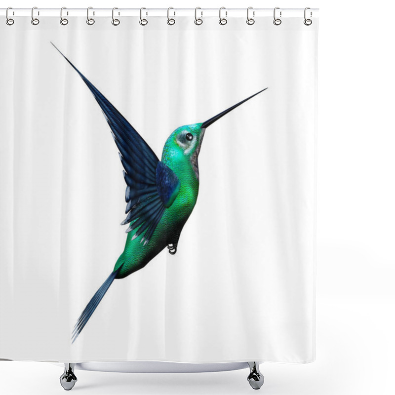 Personality  3D Rendering Humming Bird on White shower curtains
