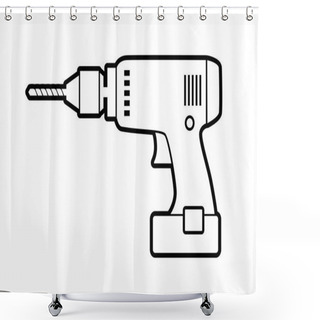 Personality  Drill Icon On White Background  Shower Curtains