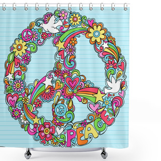 Personality  Peace Sign Dove Psychedelic Doodles Shower Curtains