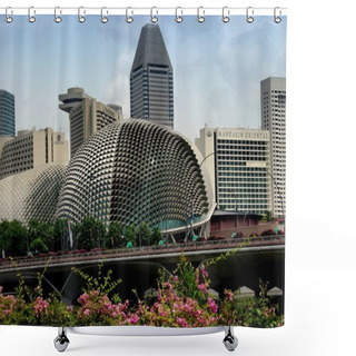 Personality  Singapore: Esplanade Bridge And Theatres On The Bay Shower Curtains