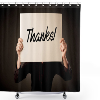 Personality  Businessman Holding Paper Expressing Gratitude Shower Curtains