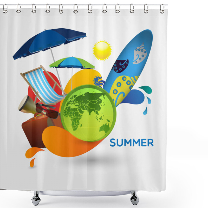 Personality  Travel Banner Vector Illustration   Shower Curtains