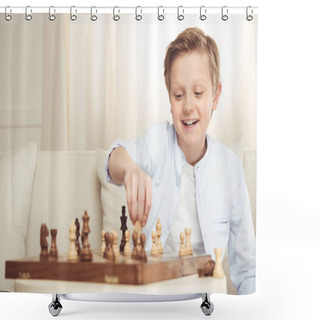 Personality  Little Boy Playing Chess Shower Curtains