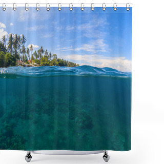 Personality  Double Landscape. Blue Sea And Sky. Seascape Split Photo. Double Seaview. Shower Curtains