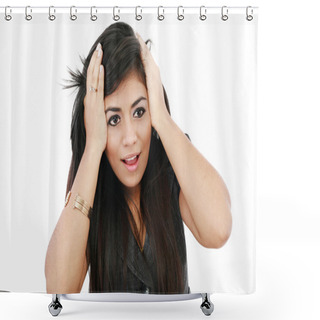 Personality  Oh No - Shocked Business Woman, Isolated On White Shower Curtains