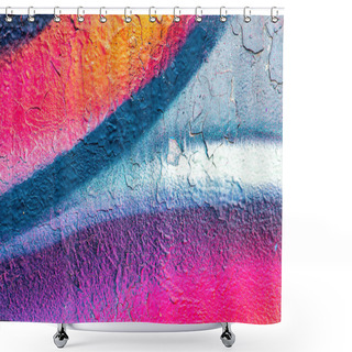 Personality  A Fragment Of Colorful Graffiti Painted On A Wall. Abstract Urban Background For Design. Shower Curtains