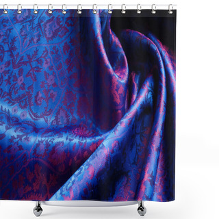 Personality  Silk Background Texture. Dark Blue, Patterned.  Shower Curtains