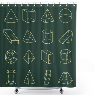 Personality  Geometric Shapes Collection 3D Vector Illustration Shower Curtains