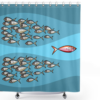 Personality  Fish Swimming Against The Tide Shower Curtains