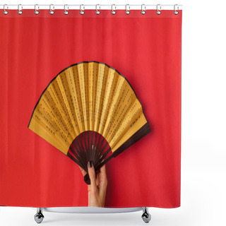 Personality  Oriental Fan In Hand Shower Curtains