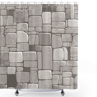 Personality  Seamless Background Texture Grey Stone Wall. Vector Illustration For Ui Game Element Shower Curtains