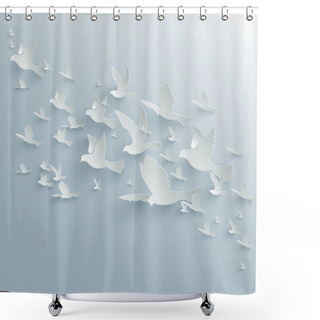 Personality  Vector Background With Paper Pigeons Shower Curtains