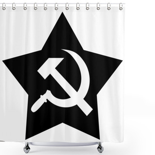 Personality  Hammer And Sickle On Star, Vector  Shower Curtains