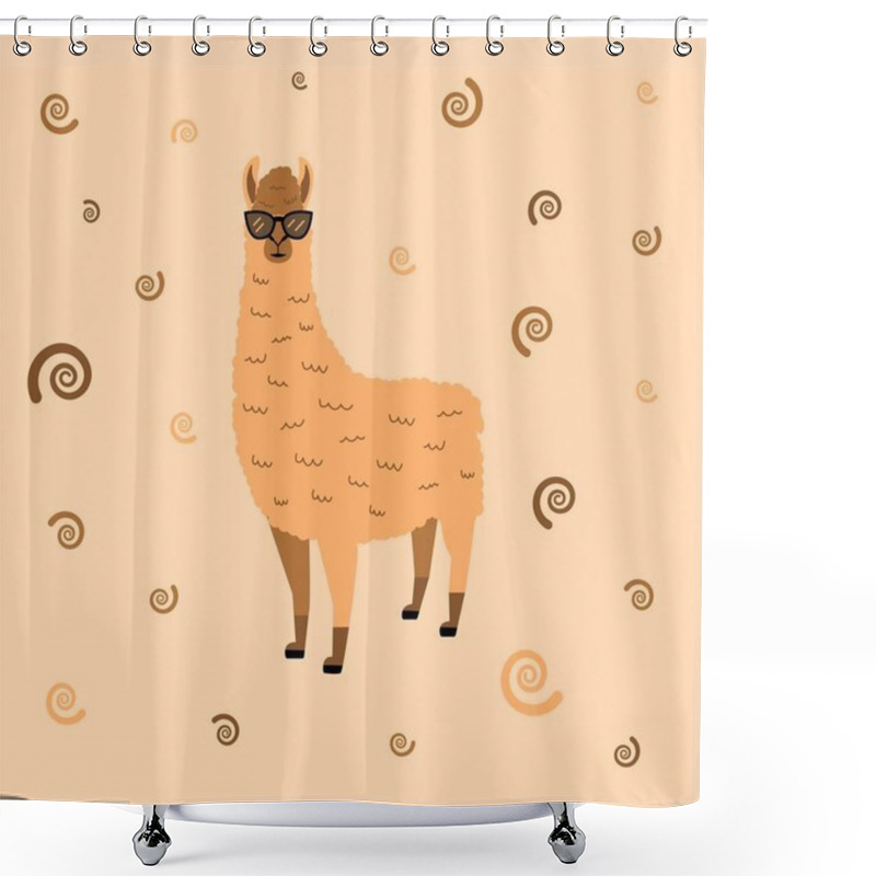Personality  Brown Llama. Colorful Vector Illustration Shower Curtains