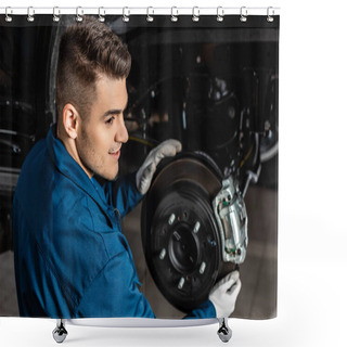 Personality  Handsome Mechanic Adjusting Assembled Disc Brakes With Brake Caliper Shower Curtains