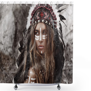 Personality  Indian Woman Hunter Shower Curtains