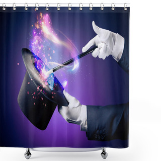 Personality  Magician Hands With Magic Wand Shower Curtains