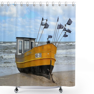 Personality  A Fishing Boat On The Baltic Coast Shower Curtains