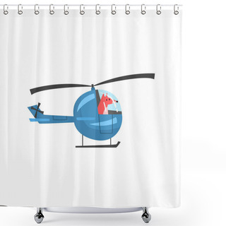 Personality  Fox Piloting Helicopter, Wild Animal Character Using Vehicle Vector Illustration Shower Curtains