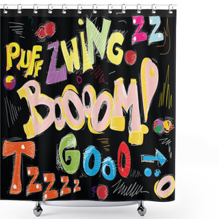 Personality  Comic Book Words Collection Shower Curtains