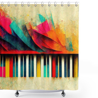 Personality  Music Poster With Colorful Abstract Piano Keyboard Illustration. Colorful Music Background With Piano Keys For Live Concert Events, Music Festivals And Shows, Party Flyer. High Quality Photo Shower Curtains