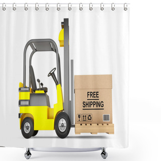Personality  Forklift Truck With Free Shipping Box And Pallet Shower Curtains