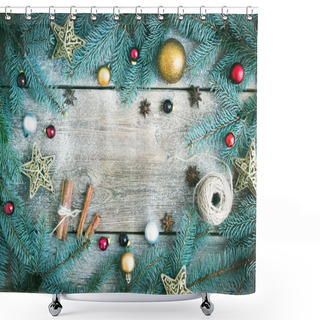 Personality  Christmas (New Year) Decoration Background: Fur-tree Branches, G Shower Curtains