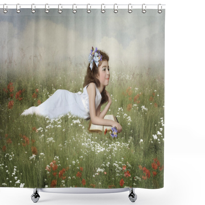 Personality  Little Girl In The Field Shower Curtains