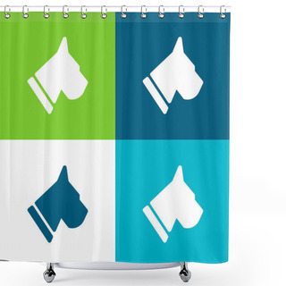 Personality  BoxerHead Flat Four Color Minimal Icon Set Shower Curtains