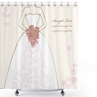 Personality  Wedding Dress Doodle For Wedding Invitations Or Announcements Shower Curtains