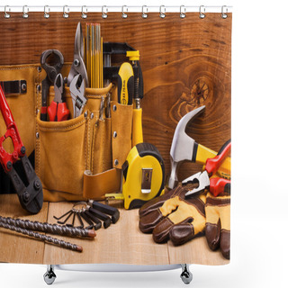 Personality  Set Of Working Tools Shower Curtains