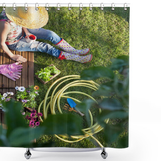 Personality  Woman Resting In A Garden Shower Curtains