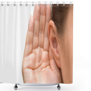 Personality  Girl Listening With Her Hand On An Ear Shower Curtains