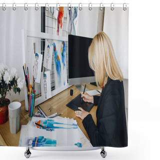 Personality  Designer Using Graphic Tablet Shower Curtains