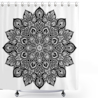 Personality  Mandala Geometric Circle Element, Black Shower Curtains