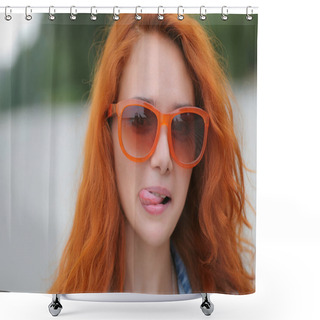 Personality  Red Haired Girl Shower Curtains