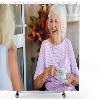Personality  Old Friends Laughing Together Shower Curtains