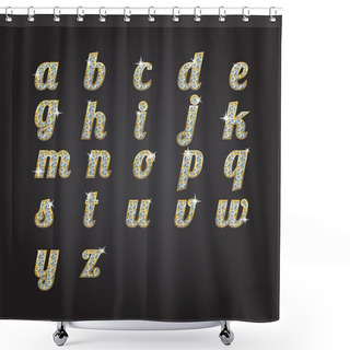 Personality  Vector Golden Alphabet With Diamonds Shower Curtains
