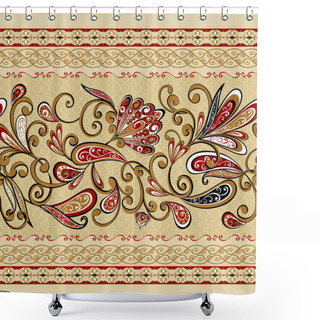 Personality  Seamless Vintage Borders. Traditional East Style, Ornamental Floral Elements. Ornamental Floral Elements For Design Card, Invitation, Brochure, Book, Magazine. Shower Curtains