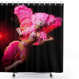 Personality  Cabaret Dancer Over Dark Background Shower Curtains
